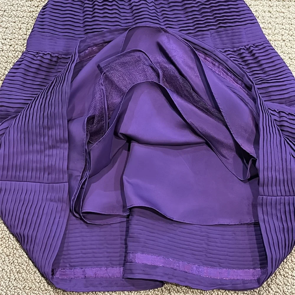 BCGBMaxAzria Pleated Chiffon Mini Dress 2 Removable Straps Grape Purple Party